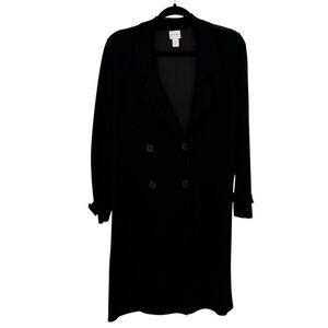 Chico’s Lightweight Long Jacket/Coat Black Size Medium (Chico’s Size 1)